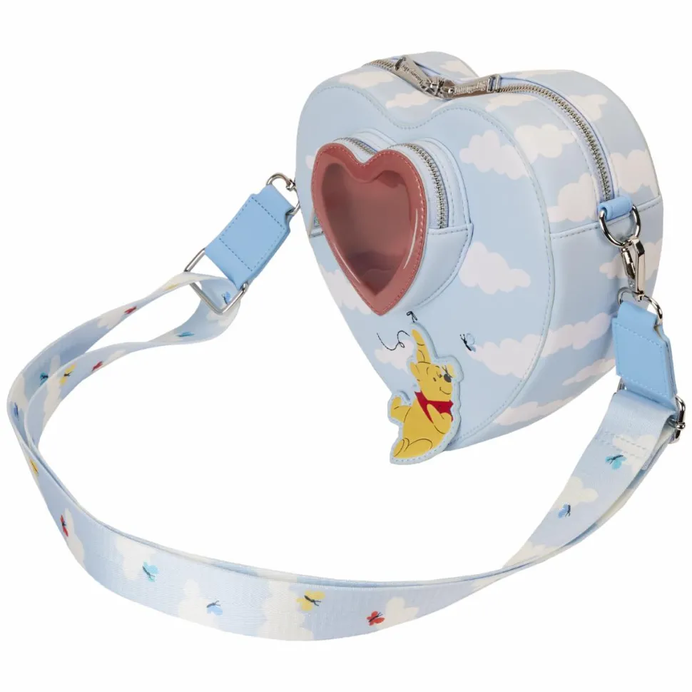Winnie the Pooh - Floating Balloons Heart 8" Faux Leather Crossbody Bag