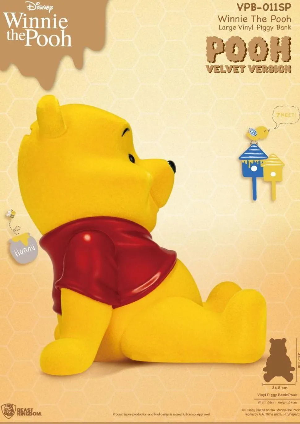 Winnie the Pooh - Pooh (Velvet Version) Large 13" Vinyl Piggy Bank