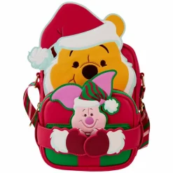 Winnie the Pooh - Santa Winnie & Piglet Cosplay 8" Faux Leather Crossbuddy Bag