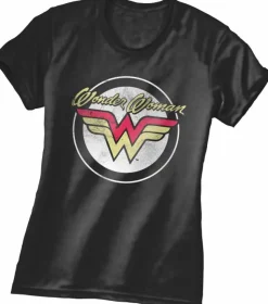Wonder Woman - Round Logo Black Female T-Shirt