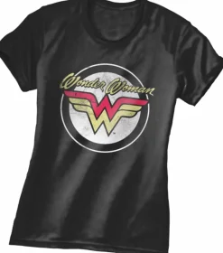 Wonder Woman - Round Logo Black Female T-Shirt