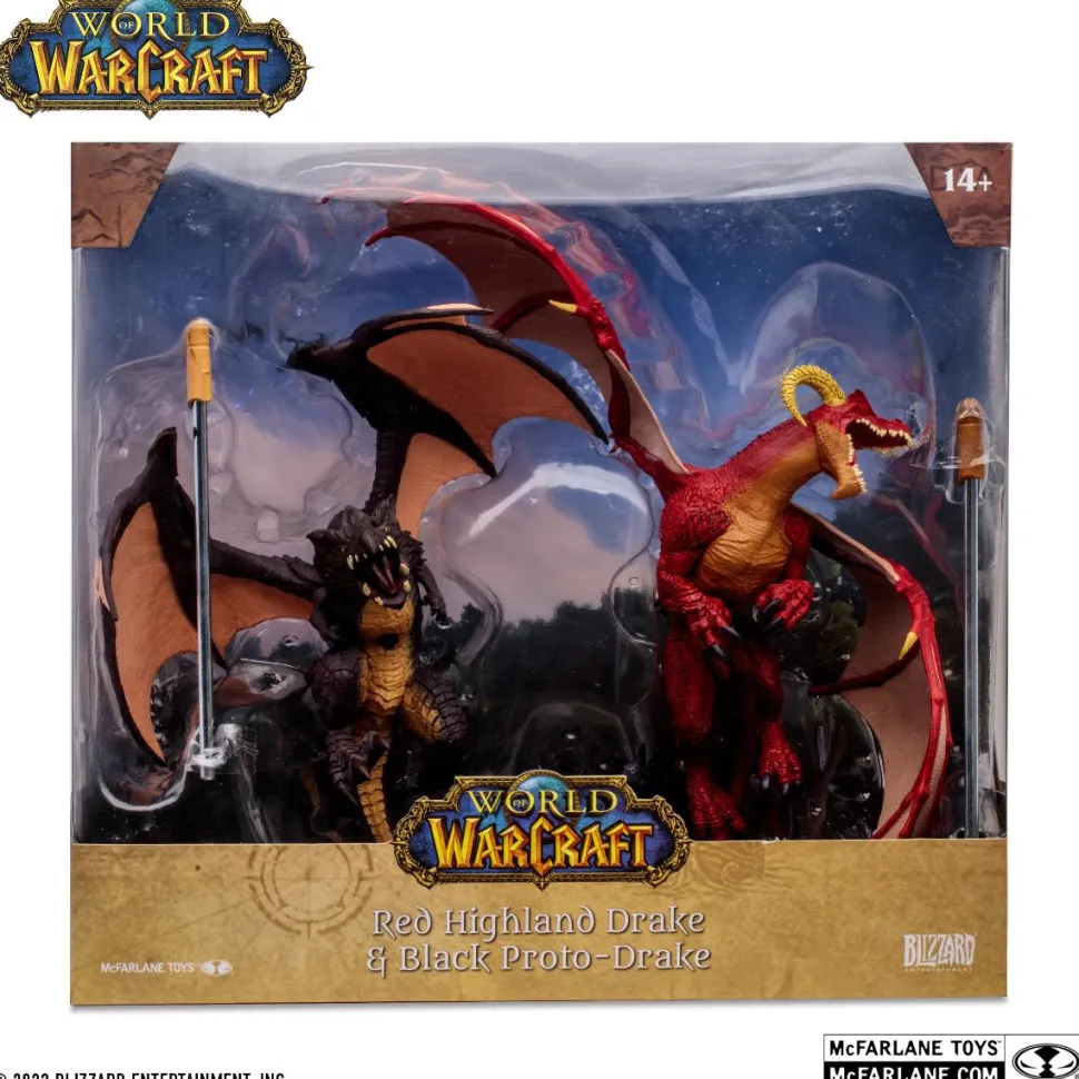 World of Warcraft - Red Highland Drake & Black Proto-Drake 1/12 Scale Posed Figure 2-Pack