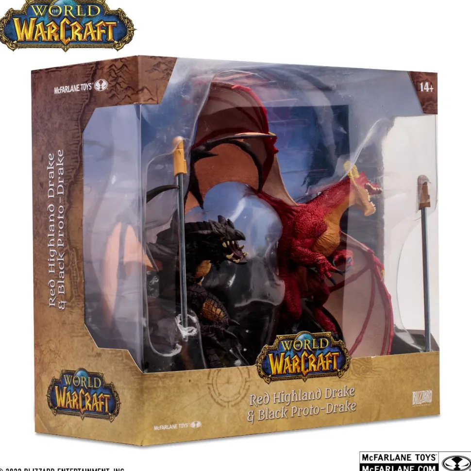 World of Warcraft - Red Highland Drake & Black Proto-Drake 1/12 Scale Posed Figure 2-Pack