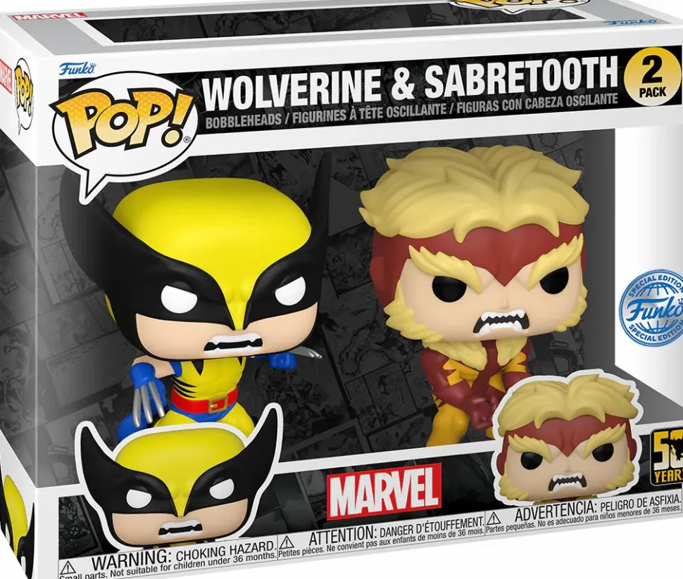 X-Men - Logan & Sabretooth Wolverine 50th Anniversary Pop! Vinyl Figure 2-Pack (Popcultcha Exclusive)